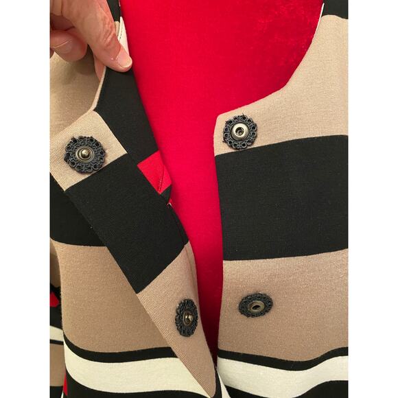 Patrizia Luca Milano Designer Coat, Striped Duster, Tunic Dress Red, Black, - Picture 3 of 9